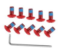 LEONTOOL 12 bulloni per freno a disco per bicicletta, M5 x 10 mm, bulloni rotore MTB, viti rosse per rotore per bicicletta, con 1 chiave Torx T25 L per bici da strada, mountain bike