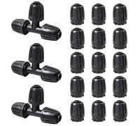 LEONTOOL 18pcs 1/2 pollice Kit di raccordi per irrigazione a goccia (1/2" ID x 0,6-0,65" OD) Connettori per tubi in plastica con 3 tee e 15 estremità per prato da giardino automatico
