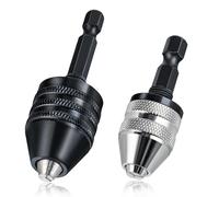LEONTOOL 2 adattatori per mandrino per trapano da 1/4 di pollice con codolo esagonale senza chiave per trapano a percussione, 0,3-3,6 mm, 0,6-8 mm, adattatore a cambio rapido per cacciavite elettrico