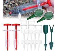 LEONTOOL 21 mini spargisemi, dispenser per semina a 5 velocità per piccoli semi, set manuale per piantine e germogli, strumento portatile per piantare semi da giardino, con scatola portaoggetti ed