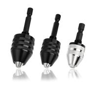 LEONTOOL 3 adattatori per mandrino senza chiave per avvitatore a percussione, codolo esagonale da 1/4", set di convertitori per punte da trapano a cambio rapido, include micro mandrini da 0,3-6,5 mm