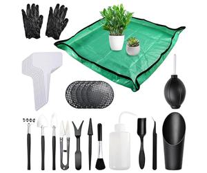LEONTOOL 30Pcs Strumenti Succulenti Nero Mini Garden Tool Set Bonsai Care Kit con Custodia Micro Piantare Gadget per la Pulizia Auricolare Manutenzione