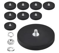 LEONTOOL 4 magneti rivestiti in gomma da oltre 8,5 kg di potenza adesiva, supporto magnetico antigraffio base magnetica al neodimio con perni filettati M6 e dadi per telecamera di luce