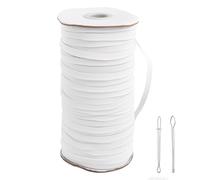 LEONTOOL Banda elastica lavorata a maglia bianca 1/4 di pollice 82 Vergini, include Clip elastica e Infilatore di Cintura, Cordino Resiliente Estensibile per Cucire Cintura, Pantaloni Artigianato