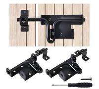 LEONTOOL Confezione da 2 chiavistelli scorrevoli resistenti con foro per lucchetto, serratura scorrevole per porta di recinzione con cacciavite, chiavistello nero per recinzioni in vinile in legno