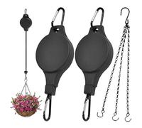 LEONTOOL Confezione da 2 pulegge per piante sospese, gancio retrattile per piante da tirare verso il basso per acqua o mangime, blocco automatico, ruota regolabile in altezza con catena per appendere