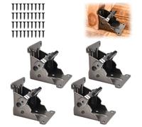 LEONTOOL Confezione da 4 staffe pieghevoli autobloccanti con viti, staffa di supporto di estensione per tavolo, sedia, letto, gambe, 0-90 gradi, installazione rapida, staffe pieghevoli per gambe del