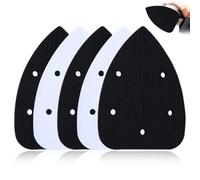 LEONTOOL Confezione da 5 cuscinetti abrasivi per mouse con gancio e anello, triangolari con interfaccia in schiuma a 5 fori, 140 mm, per levigatrice per mouse per bilanciare la pressione di levigatura