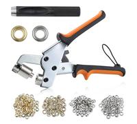 LEONTOOL Kit di attrezzi per occhielli portatile, con pinze per occhielli e 500 occhielli in metallo per tessuto, pelle, tela, teloni, striscioni (oro e argento, 10,5 mm)