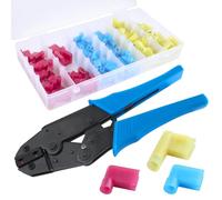 LEONTOOL Kit di connettori a forcella ad angolo retto, 110 pezzi, con pinza crimpatrice per terminali a bandiera