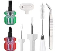 LEONTOOL Kit di pulizia per macchina da cucire, 7 pezzi, include cacciavite a piastra ad ago, pinzette, spazzola per pelucchi a doppia testa, ultra corta e cacciavite Phillips tozzo, strumento di