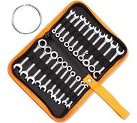LEONTOOL Mini set di chiavi metriche e SAE 20 chiavi di accensione da 4 a 11 mm e 5/32 "a 7/16" Set di chiavi a testa aperta con portachiavi, set di chiavi combinate con borsa a cerniera