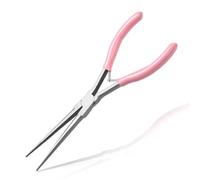 LEONTOOL Pinza a becco affusolato extra lungo 18 cm - Beccuccio sottile con ganasce dentate rosa - Pinza micro precisione per gioielleria, elettronica, pesca e lavori in spazi ristretti