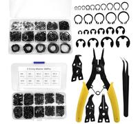 LEONTOOL Set di 1036 anelli di sicurezza esterni con clip a C (M3-M25) + set di rondelle di sicurezza con clip elettronica (M1.5-M10) + pinze per anelli elastici intercambiabili 4 in 1 + pinzette