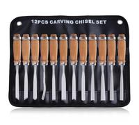 LEONTOOL Set di 12 scalpelli per legno con custodia per la lavorazione del legno, strumenti e accessori per la lavorazione del legno, kit di scalpelli per intaglio del legno, scalpello in acciaio al