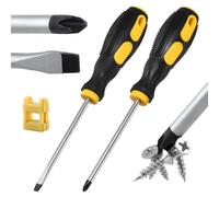 LEONTOOL Set di 2 cacciaviti da 4", cacciavite piatto e Phillips, cacciavite a testa piatta e cacciavite a croce, cacciavite magnetico con magnetizzatore, smagnetizzatore, maniglie antiscivolo