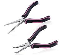 LEONTOOL Set di 2 mini pinze a becco lungo, piccole pinze a becchi lunghi e pinze a becchi piegati, pinze per gioielli per la creazione di gioielli, pinze a becco extra lungo per avvolgere fili e