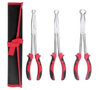 LEONTOOL Set di 3 pinze a becco lungo raggio da 28 cm, set di pinze a becco ad anello da 5/16", 1/2", 3/4", pinza per rimozione tubi con ganascia seghettata, pinza per rimozione candele offset per