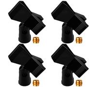 LEONTOOL Set di 4 clip per microfono universali regolabili, con adattatore maschio da 5/8" a femmina da 3/8", morsetto per microfono per microfoni wireless e cablati con gamma OD da 1,5 cm a 4,5 cm