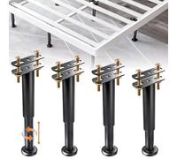 LEONTOOL - Set di 4 piedini di supporto regolabili per letto (altezza regolabile 18-31 cm), gambe centrali in metallo con base antiscivolo, sostituzione di gambe per divano/armadio/cassettiera/tavolo