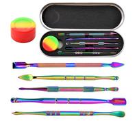 LEONTOOL Set di 5 strumenti per intagliare la cera, strumenti per scolpire argilla a doppia testa, con contenitore in silicone da 5 ml e custodia in metallo portatile, cucchiaio per scolpire la cera