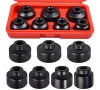 LEONTOOL Set di 7 chiavi a bussola per filtro dell'olio, attacco da 3/8", a basso profilo, 24 mm, 27 mm, 29 mm, 30 mm, 32 mm, 36 mm, 38 mm, lega di alluminio, design a 6 punti, custodia inclusa