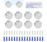 LEONTOOL Set di 8 elementi di fissaggio per specchio senza telaio, 3-5 mm, con viti e tasselli e guarnizioni, supporto per specchio da bagno, supporto per vetro