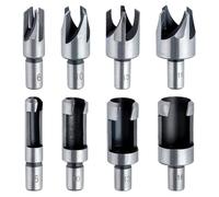 LEONTOOL Set di 8 punte per trapano per legno, dritte e affusolate, utensili da taglio in sughero, per lavorazione del legno, seghe a tazza da taglio da 1/4", 3/8", 1/2", 5/8" (metriche 6 mm, 10 mm,