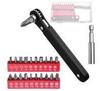 LEONTOOL Set di cacciaviti a gomito mini cricchetto 22 in 1, chiave a cricchetto a profilo ultra basso, cacciavite deportato 90°, per riparazione auto, elettronica, bicicletta, casa, EDC