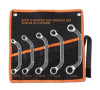 LEONTOOL Set di chiavi metriche a mezza luna con doppie estremità a scatola a 12 punte, 5 pezzi, da 8 mm a 22 mm, set di chiavi per ostruzione con custodia per riporre il set di chiavi a doppia