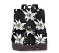 Leontopodium Edelweiss,Zaino da donna, impermeabile, leggero, in pelle PU, alla moda, da viaggio