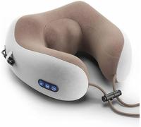 LEONYS Cuscino da Viaggio, Cuscino cervicale in Memory Foam, Rivestimento Confortevole e Traspirante, Kit da Viaggio in Aereo con Funzione di Vibrazione del Cuscino massaggiante (Color : Brown)