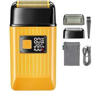 LEONYS Rasoi elettrici for Uomini Calvi, Rasoio Elettrico Rasoio Professionale Rasoio for Barba Macchina da Barba Rasoio a Lamina Ricaricabile Impermeabile (Color : Yellow)
