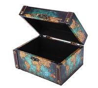 Leopacat Scatola Legno,Cassette Del Tesoro con Coperchio,Gioielli Scatole Decorativa Scrigno Tesoro Vintage Di Esposizione Multiuso Organizzatore Con Lucchetto In Stile Europeo Ornamenti 16X12.5X9Cm