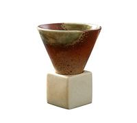 Leopacat Tazza da caffè in ceramica grezza, stile giapponese, forma triangolare, a forma di cono, in porcellana, con base quadrata, resistente al calore, imbuto per caffè espresso, latte, per casa