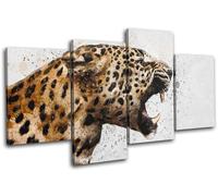 Leopard Big Cat Abstract Paint Animals MULTI TELA parete arte foto stampa