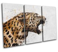 Leopard Big Cat Abstract Paint Animals TREBLE TELA parete arte foto stampa