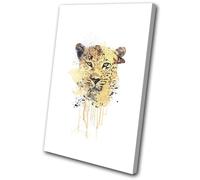 Leopard Big Cat Paint Abstract Animals SINGLE TELA parete arte foto stampa