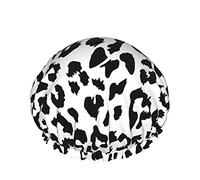 Leopard Black And White Skin Texture Cuffia da a Impermeabile Riutilizzabile Elastica da Bagno per Donna, Cappucci per Ragazze Spa Uso Domestico, Hotel E Parrucchiere