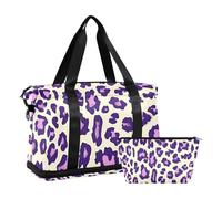 Leopard - Borsa da viaggio con tracolla regolabile, multifunzione, colore: viola, Leopardo viola, 1 size