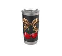 Leopard Bow Cherry Coquette Ribbon Estetica Signore Bicchiere termico in acciaio inox doppia parete