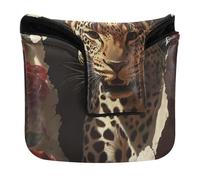 Leopard Breaking Through The Rose Mallet Mallet Copertura magnetica Snap Golf Regali per Mallet Square Impermeabile PU Pelle
