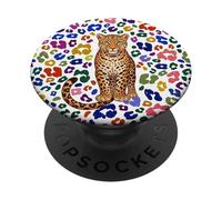 Leopard Colorful Animal Print Wildlife Aesthetic Design PopSockets PopGrip Adesivo