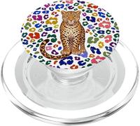 Leopard Colorful Animal Print Wildlife Aesthetic Design PopSockets PopGrip per MagSafe