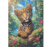 Leopard Cub in A Magical Forest Rompicapo 500 Pezzi Impossibile Cartone Di Alta Qualità Senza Polvere Wildlife Pet Per Sfida Tra Amici Per Serate A Tema Edizione Limitata 500 PCS