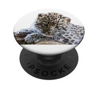 Leopard Cucciolo Adorabile Baby Snow Leopard Big Cat PopSockets PopGrip Adesivo