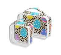Leopard Easter Eggs 2 Pack Clear Toiletry Bag Uomo TSA Approvato Trasparente Travel Makeup Bag Viaggio Essenziale