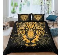 Leopard face artcopripiumino microfibra 3 Pezzi stampa 3D cerniera nascosta Wild animal illust Set Di Copripiumino incluso federe per cuscini aiosa for bambini e adolescenti Super king（260x220cm）