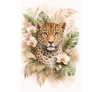 Leopard Floral Notebook (6x9): Boho Jungle Animal Journal for Writing and Notes | Aesthetic Lined Notebook for Women and Teens | Elegant Wildlife Gift ... with Tropical Leaves and Flowers | 100 Pages