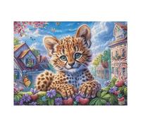 Leopard Flower Garden Puzzle 500 Pezzi Rompicapo Relax Adulti Premium Happy Time Pressione Ridotta Dopo Il Lavoro Sfida Educativa Idea Regalo Festa Aziendale 500 PCS